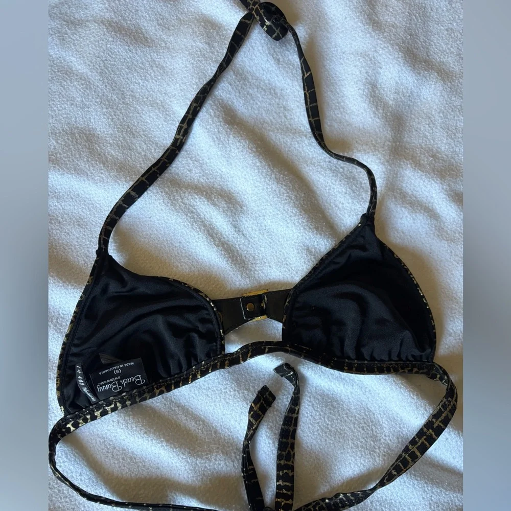 Beach Bunny Black and Gold Croc-Print Bikini